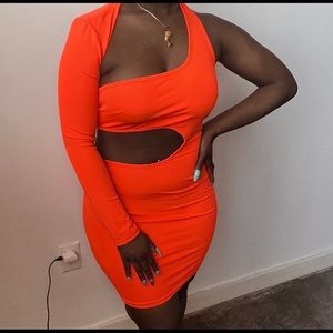 One Sleeve Cutout Bodycon Dress